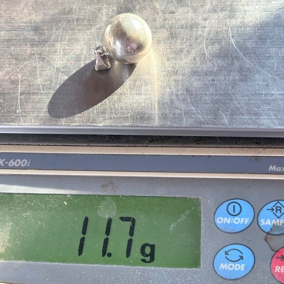 VTG Solid Sterling Silver 925 Ball Bead Sphere Pendant Size 0.75" Length - Picture 7 of 7